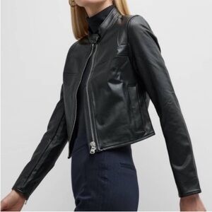 Spanx Small Regular Jacket II Moto Jacket Faux Leather Luxe Black pockets NWT